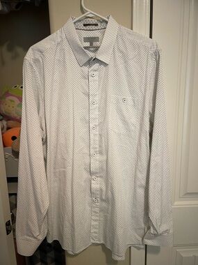 Ted Baker White Shirt with Navy Microdot Pattern